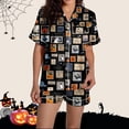 thumbnail image 6 of XINPING Halloween Pajama Set Whimsical Halloween Printed Pajama Notched Collar and Short Sleeves Cozy Home Loungewear In Short Pants for Fall and Holidays M, 6 of 8
