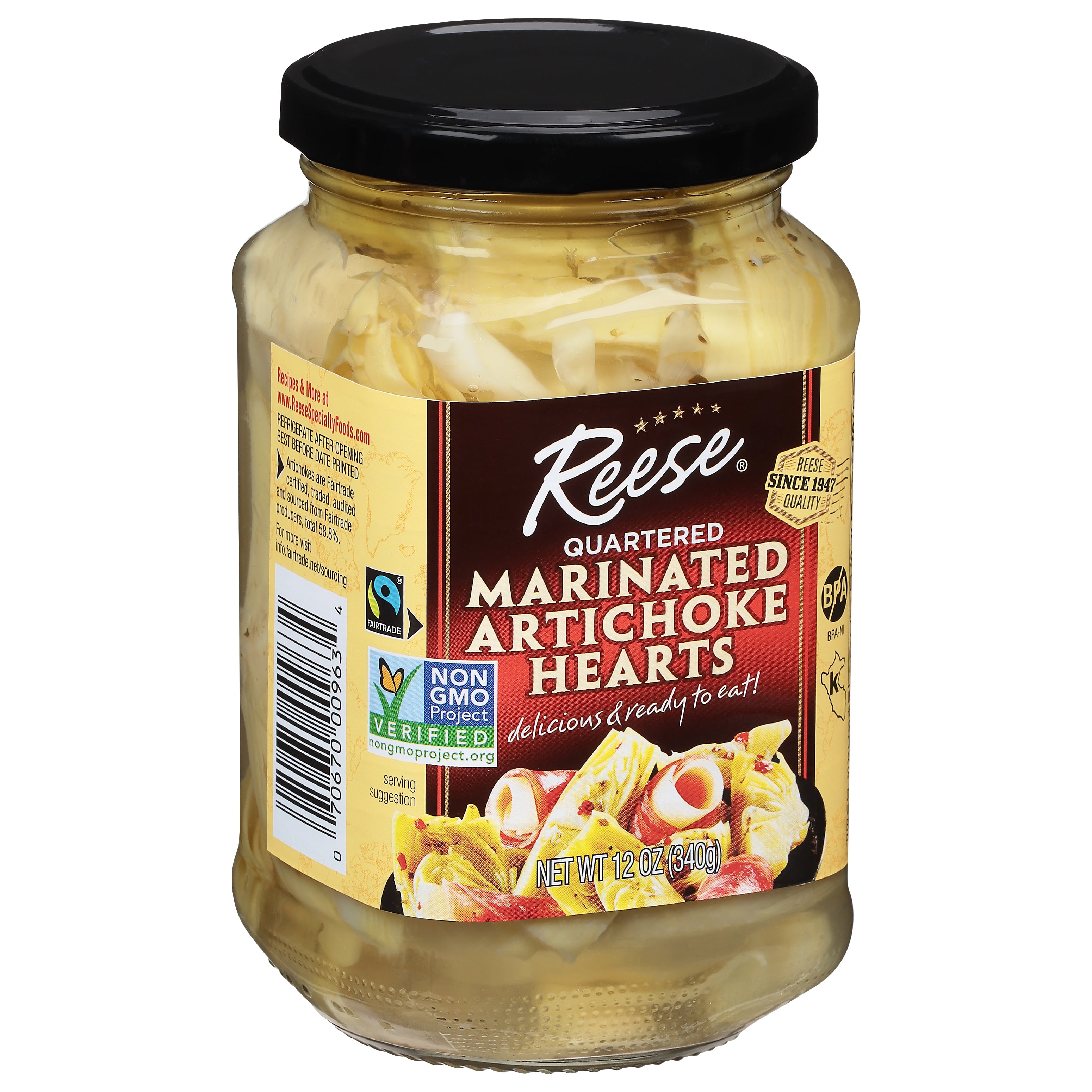 (4 pack) Reese Quartered Marinated Artichoke Hearts 12 oz