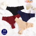 thumbnail image 2 of TrowBridge-Conjunto de bragas de 10 piezas para mujer, tangas de borde ondulado, ropa interior Sexy de satén de seda sin costuras, lencería suave y acogedora, 2 of 4