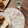 thumbnail image 3 of Khaki Fruit Round 13 Inch Placemats Set of 6, Country Retro Floral Botanical Plant HeatResistant Non Slip Place Mats for Dining Table, Wipeable Braided Kitchen Table Mats for Housewarming, 3 of 9