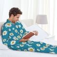thumbnail image 6 of Fuzoiu Daisies Flowers Print Men's Long-Sleeved Pajama,Lounge Button Down Nightwear,Mens Notch Collar Pajama Set -Medium, 6 of 7