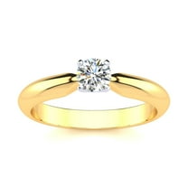 SuperJeweler 1/4 Carat Moissanite Solitaire Engagement Ring in 14 Karat Yellow Gold