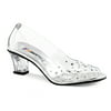 Womens Luminous Peep Toe Clear Pumps with Rhinestones and 2 Heels Dress Shoes