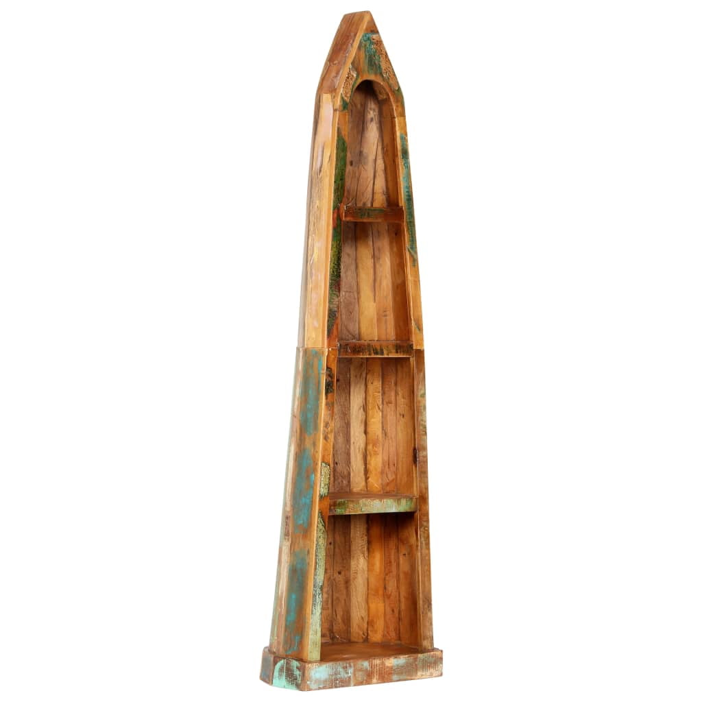 vidaXL Solid Mango Wood Bookshelf Wooden Boat Bookcase Light Brown/Multicolor