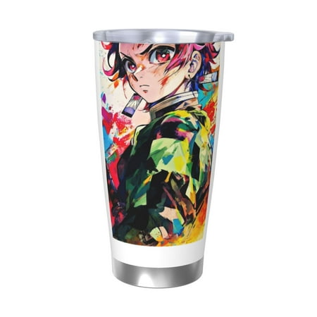 

Demon Slayer Coffee Mug 20 Oz Insulated Stainless Steel Coffee Travel Mug | Vacuum Sealed Cartoon Design Bottle for Car & Gifts
