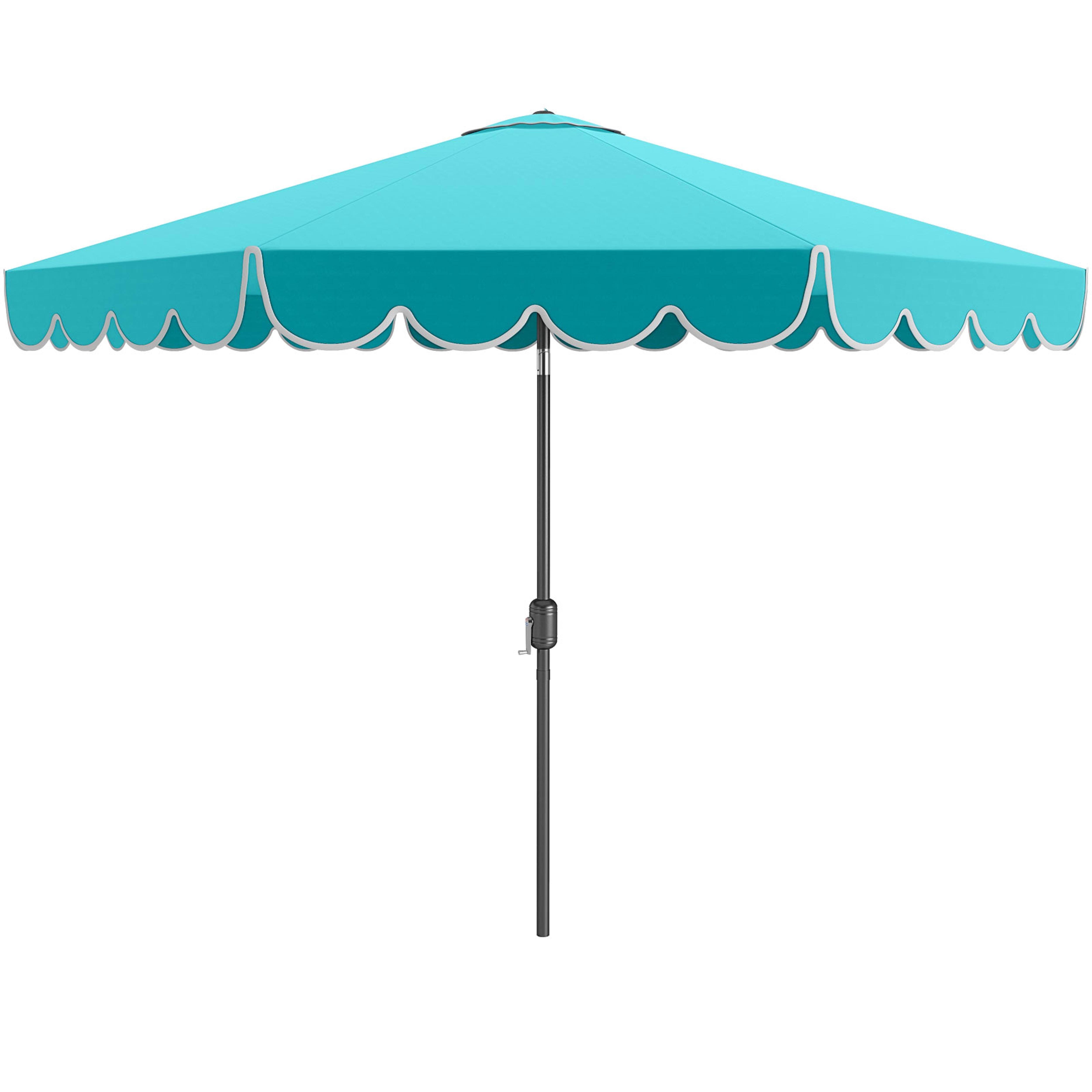 10 Feet Ruffled Patio Umbrella Outdoor Market Umbrella with Crank and Tilt Function