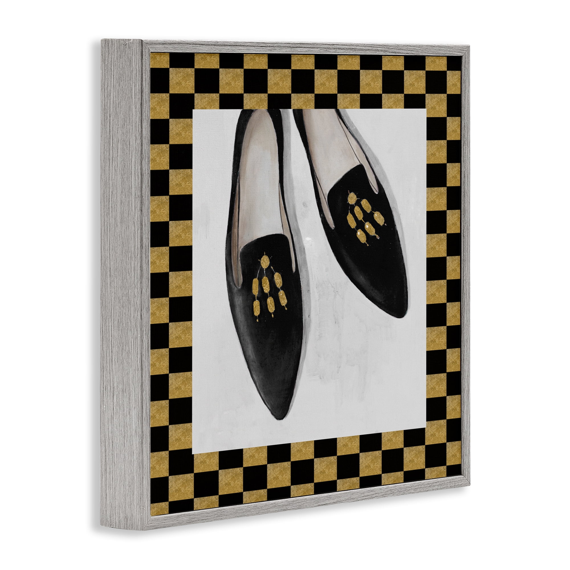Stupell Industries Luxe Black Flats Gray Framed Giclee Art, design by Lorenzo Collective