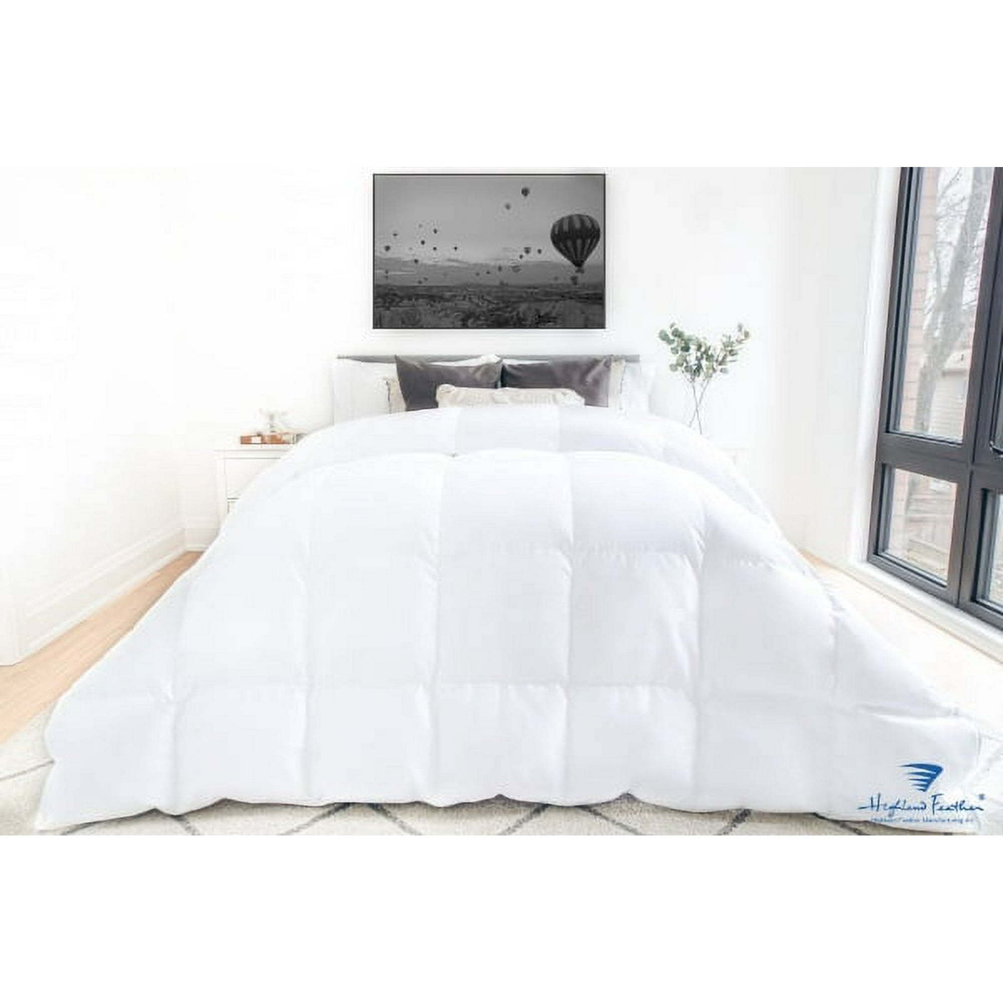 HIGHLAND FEATHER 600 Fill Power Goose Down Duvet 700Tc Pure Cotton Casing With Corner Ties Vaasa All Season Twin 25 OZ In White