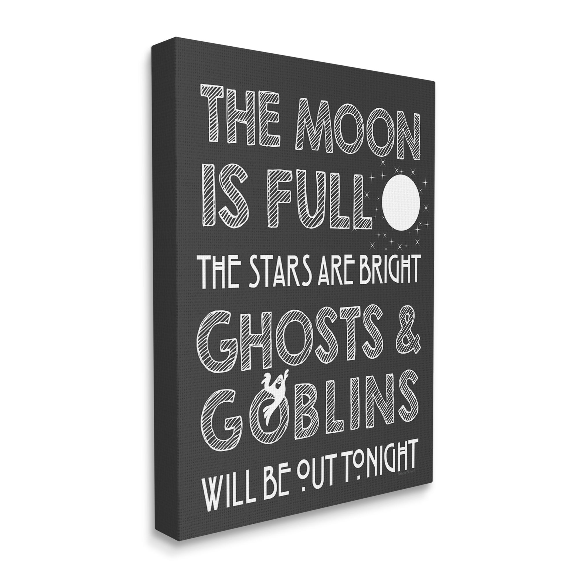 Stupell Industries Moon Is Full Stars Are Bright Halloween Phrase, 30 x 40,Design by Lettered and Lined