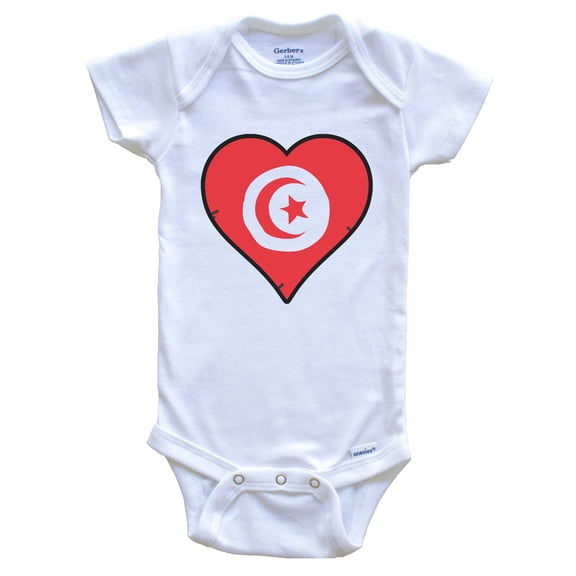 Tunisia Heart Tunisian Flag Baby Bodysuit