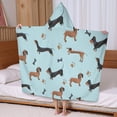 thumbnail image 5 of Dachshund Footprint Bone Hooded Bath Towel，60"x35" for Ages 3 To 12 Kids, Quick Dry Lightweight Soft Microfiber Hood Beach Towel Cover Up for Kids, 5 of 7