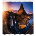 thumbnail image 3 of Iceland Shower Curtain, Kirkufjell Mountain in Snaefellsjoekull National Park European Heritage Icelandic, Fabric Bathroom Set with Hooks, 69W X 84L Inches Extra Long, Multicolor, by Ambesonne, 3 of 3
