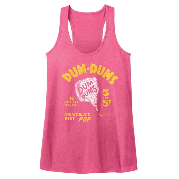 Dum Dums World's Best Pop Vintage Pink Junior Women's Racerback Tank Top