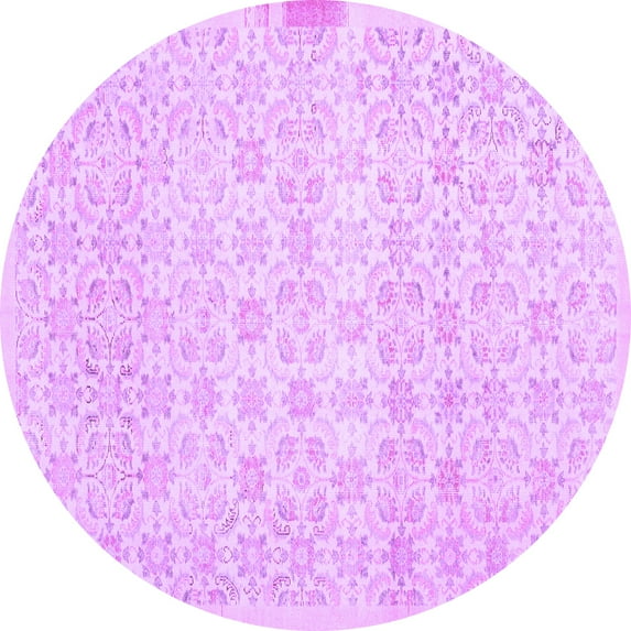 Ahgly Company Indoor Round Abstract Purple Contemporary Area Rugs, 4' Round