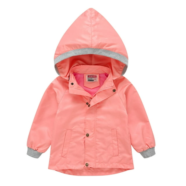 LSLJS Kids Winter Jacket, Baby Pure Color Children's Windbreaker Hat Detachable Cute Western Style( Pink, 3-4 Years)