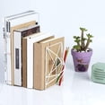 thumbnail image 3 of Bookends White, Decorative Metal Book Ends Supports for Shelves, Unique Geometric Design(1 Pair/2 Pieces), 3 of 7