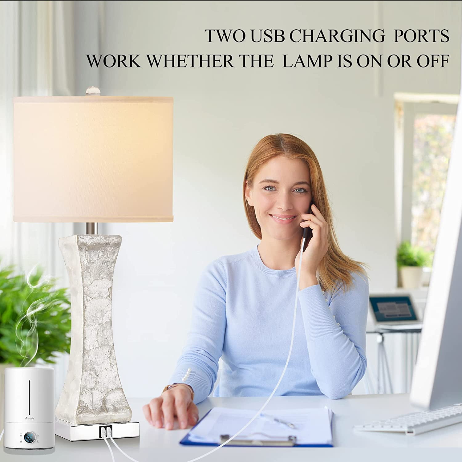 Partphoner 28'' Tall Touch Control Table Lamps Set of 2, 3-Way Dimmable Modern Nightstand Lamp for Living Room Bedroom
