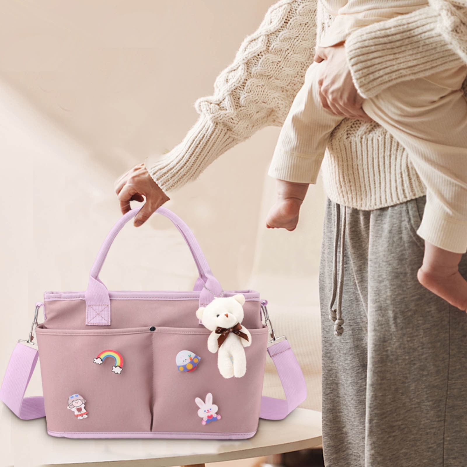 Diaper Bag for Infants, Large Capacity Multi-Pocket Backpack with Stroller Straps, Stylish Baby Bag with Insulated Pockets for Travel and Postpartum