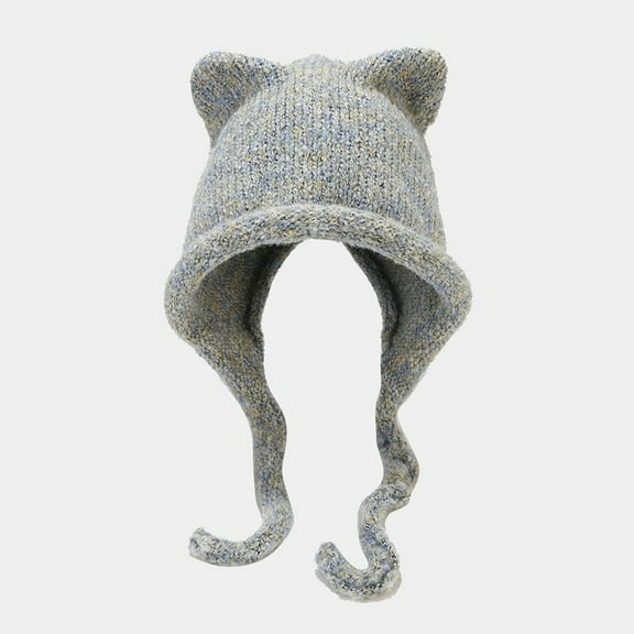 New Cat Ear Braid Knitted Hat Winter Outdoor Warm Cute Braid Hair Hat Ear Cold Hat Mad Rabbit Cold Weather Hat Hat for Man Winter and Ears Head Gear Winter Wool Trapper Hat for Men Mens Snow