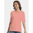 thumbnail image 4 of Women's Short Sleeve V Neck Casual Basic Solid Color Pullover Lightweight Soft Knit T-Shirt Tops, 4 of 5
