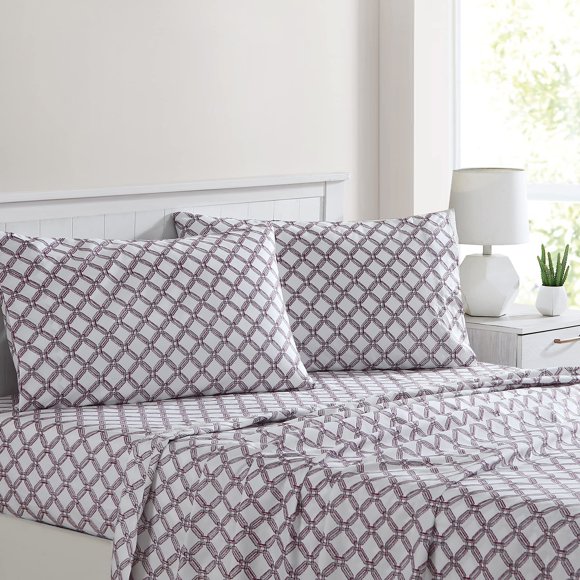 Modern Threads Printed 4-Piece Extra Soft Bedding Sheets & Pillowcase Set Deep Pocket up to 16 inch Mattress Cara King