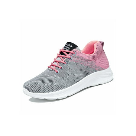 

Wazshop Women Sneakers Breathable Trainers Fitness Workout Athletic Shoes Lightweight Sport Walking Shoe Womens Flats Comfort Non-Slip Gray 5.5