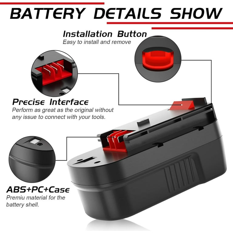 2-Pack 18V 3.0Ah Lithium-Ion Battery For Black & Decker HPB18 – Fits NHT518, NPP2018, NPT3118, NS11 – 5-Year Warranty