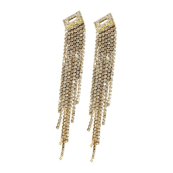 Milageto Rhinestone Earrings Fashion Trendy Long Earrings for Engagement Gold