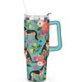 thumbnail image 2 of Stylish Dog Pattern Travel Mug - 40oz Leakproof Tumbler with Straw & Handle - Ideal Gift for Women Who Love Puppies, 2 of 7