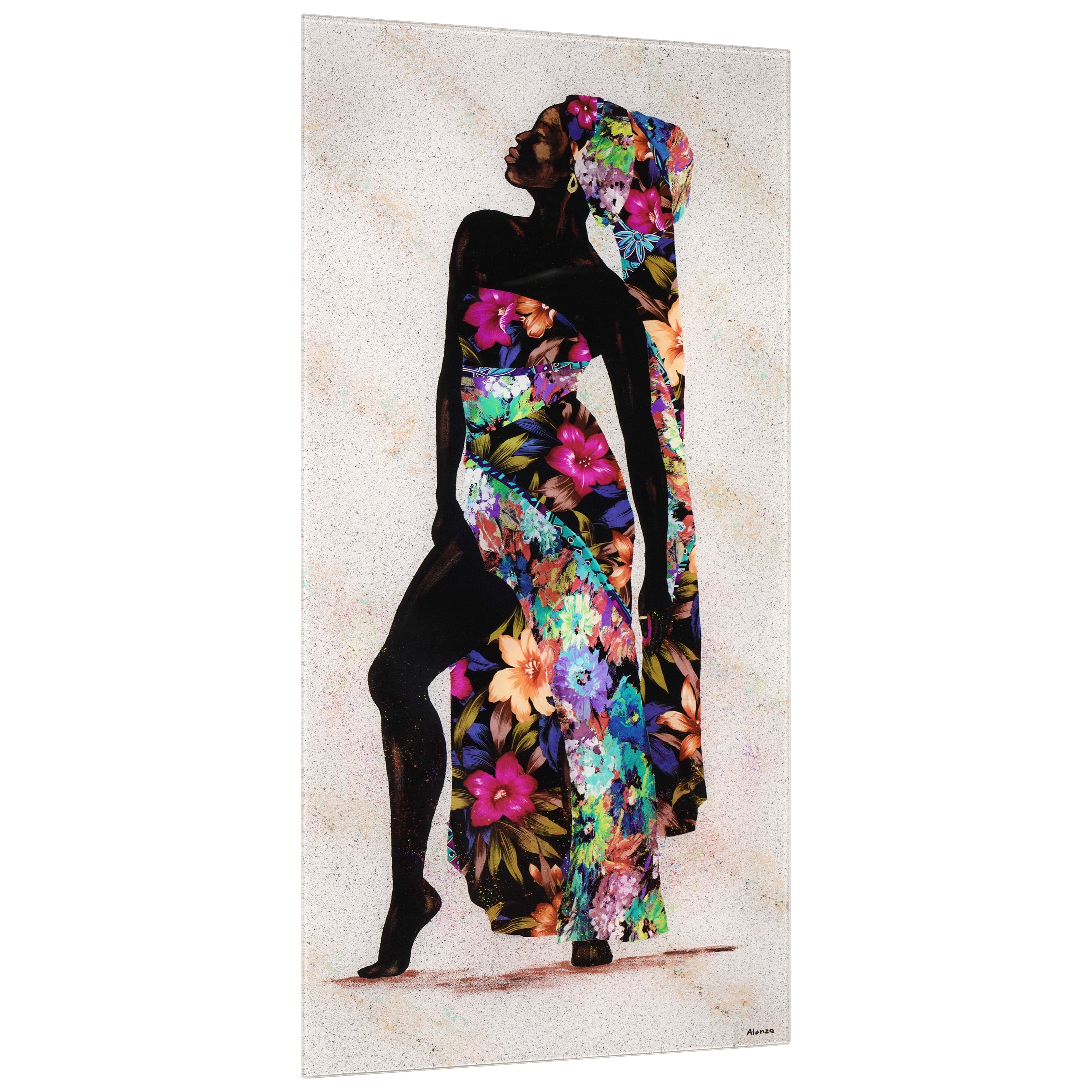 "Her Beauty I" Woman 72"x 36" Frameless Reverse Printed Tempered Art Glass Wall Art