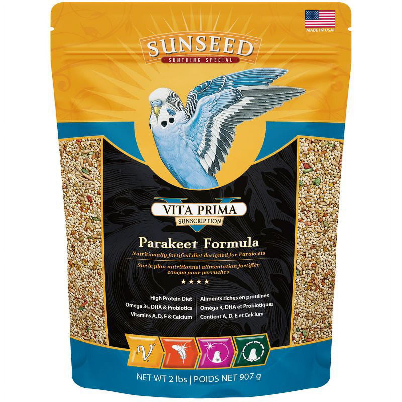 Sunseed Vita Prima Parakeet Formula Dry Bird Food, 2 Lb