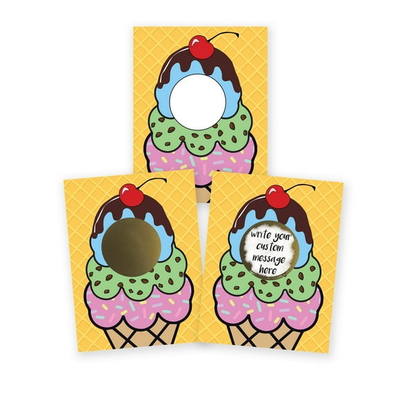My Scratch Offs Colorful Ice Cream DIY Scratch-off Note Cards & Stickers, Yellow, 20 Pack