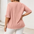 thumbnail image 5 of MAFYTYTPR Women's Plus Size Crinkle Textured Blouse with Ruffle Cuffs Round Neck 3/4 Sleeve Solid Color Spring Summer Casual Tops XL-5XL, 5 of 8