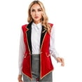 thumbnail image 5 of Haitryli Womens Circus Ringmaster Cosplay Costume Sleeveless Tailcoat Red Velvet Jacket for Halloween Red XL, 5 of 7