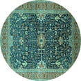thumbnail image 1 of Ahgly Company Machine Washable Indoor Round Oriental Turquoise Blue Industrial Area Rugs, 4' Round, 1 of 4