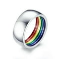thumbnail image 3 of 8MM Rainbow Ring Stainless Steel Male's Silver Gold Black Band Size 7-12, 3 of 7