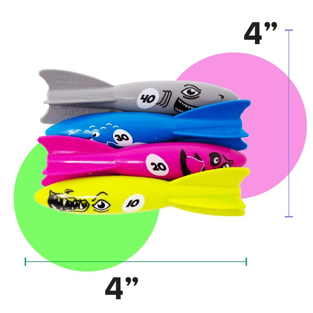 Skylety 7 Pieces Diving Toy Set Diving Torpedos and Sinking Fish Underwater Sinking Swimming Pool Toy for Boys and Girls Playset Present Party Favor