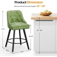 thumbnail image 3 of VINGLI 26" H Swivel Barstools Set of 2, Linen Fabric Upholstered Counter Stool with Back, Kitchen High Chairs Counter Height Bar Stools with Cushion, Solid Wood Legs, Beige, 3 of 14