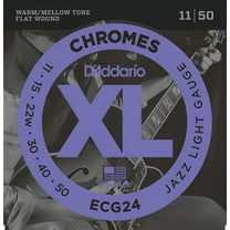D'Addario ECG24 Chromes Flat Wound Electric Guitar Strings, Jazz Light, 11-50