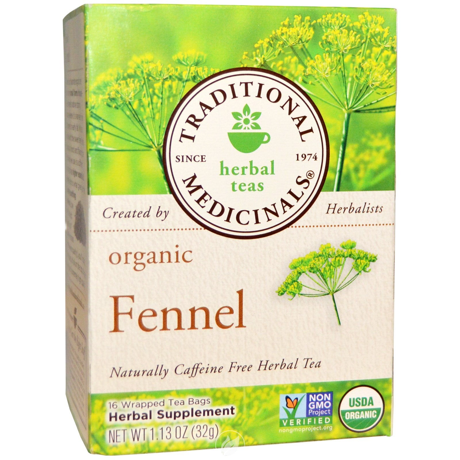 Organic Fennel Tea 16 Bags by Traditional Medicinals Teas, Pack of 2