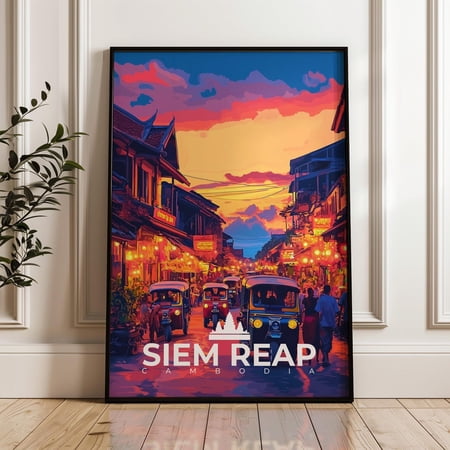 Siem Reap Cambodia Travel Print, Khmer Illustration Art Print, Unframed Paper Poster 8x10in