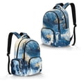 thumbnail image 2 of SEANATIVE School Backpack for Kids Lightweight Children Bookbag Travel Daypacks with Front & Side Pockets Students Rucksack for Middle High School, Marble Blue Gold, 2 of 7
