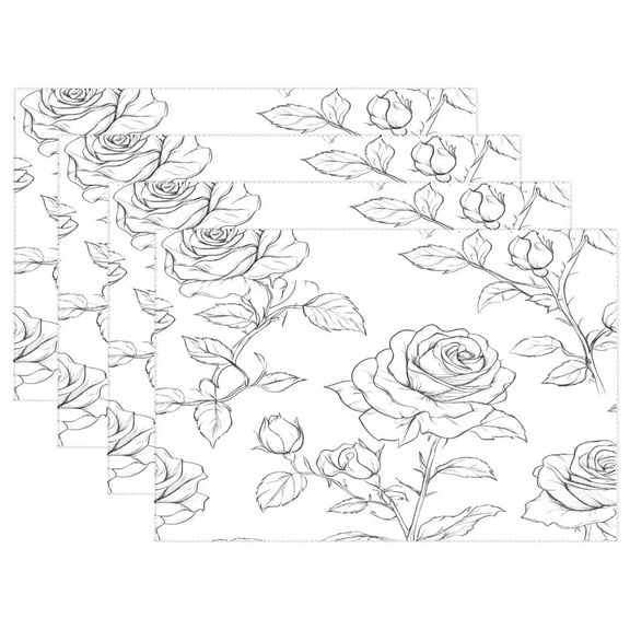 Ryvnso Placemats Set of 4 Roses Flowers-i5 Dining Mats Heat-Resistant Non-Slip Washable Table Mat