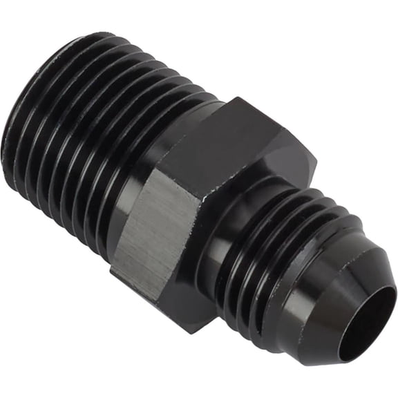 Black Straight -6 AN Flare to 3/8 Inch NPT Pipe Adapter Fitting