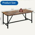 thumbnail image 2 of Heavy-Duty Industrial Dining Table for 6 with Corner Guards | 71-Inch Rustic Brown Wood Top & H-Frame Metal Base, 2 of 4
