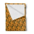 thumbnail image 2 of Gecko Soft Flannel Fleece Throw Blanket, Lizard Pattern with Motifs Triangles and Circles on Warm Backdrop, Cozy Plush for Indoor and Outdoor Use, 50" x 70", Green Brown and Orange, by Ambesonne, 2 of 5