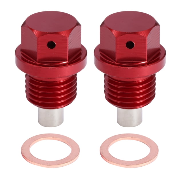 2 Juegos M14x1.5 Tornillo Tapón Carter Drenaje Aceite Aluminio Aleación con 2 Arandela Rojo