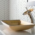 thumbnail image 2 of KRAUS Rectangular Gold Glass Bathroom Vessel Sink and Waterfall Faucet Combo Set with Matching Disk and Pop-Up Drain, Chrome Finish, 2 of 7