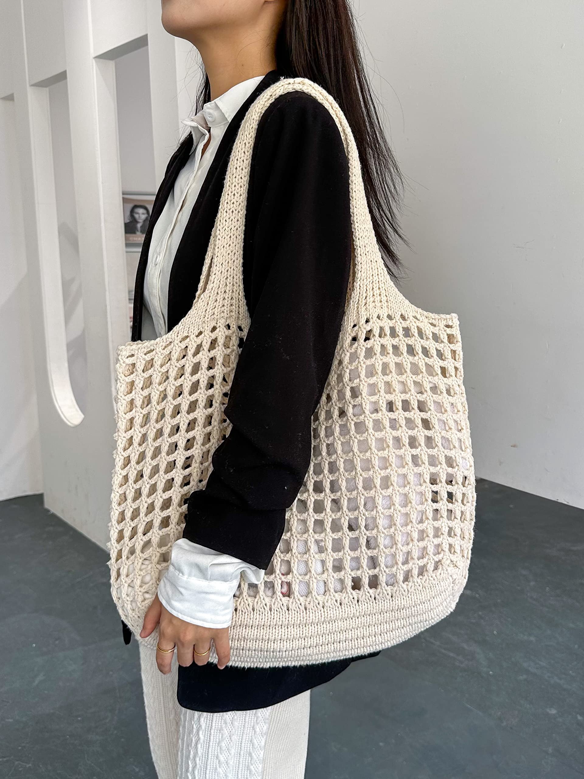 Beach Bag for women, Crochet tote bags, Shoulder Handbags knit bag,cute tote bag for travel,Crocheted tote bag