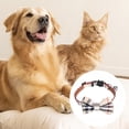 thumbnail image 3 of Collar de perro con pajarita y juego de correa: lindo collar de capucha de perro a cuadros clásico ajustable con campanas, 3 of 5